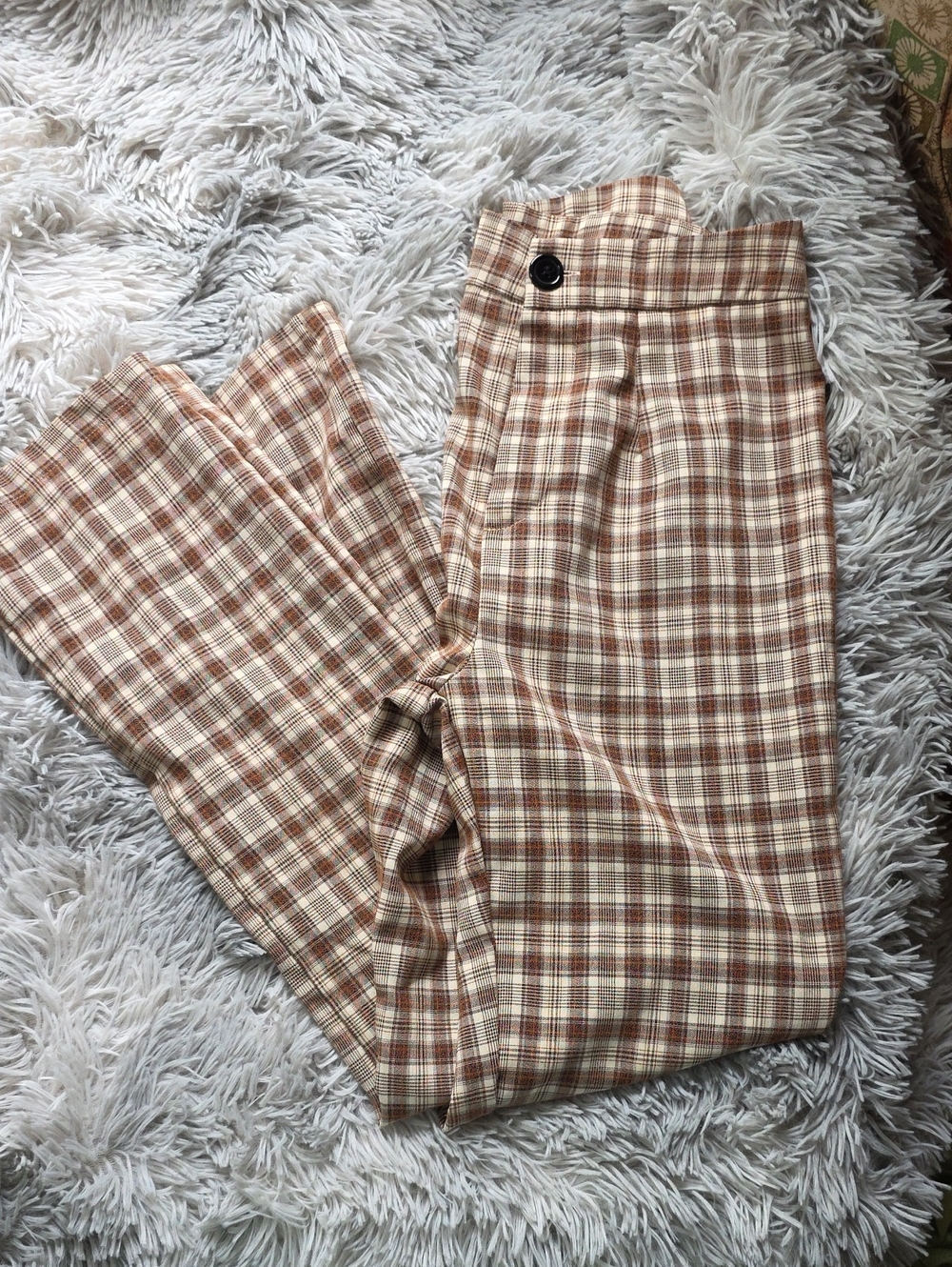 SHEIN Brown & Cream Plaid Straight-Leg Men’s Pants